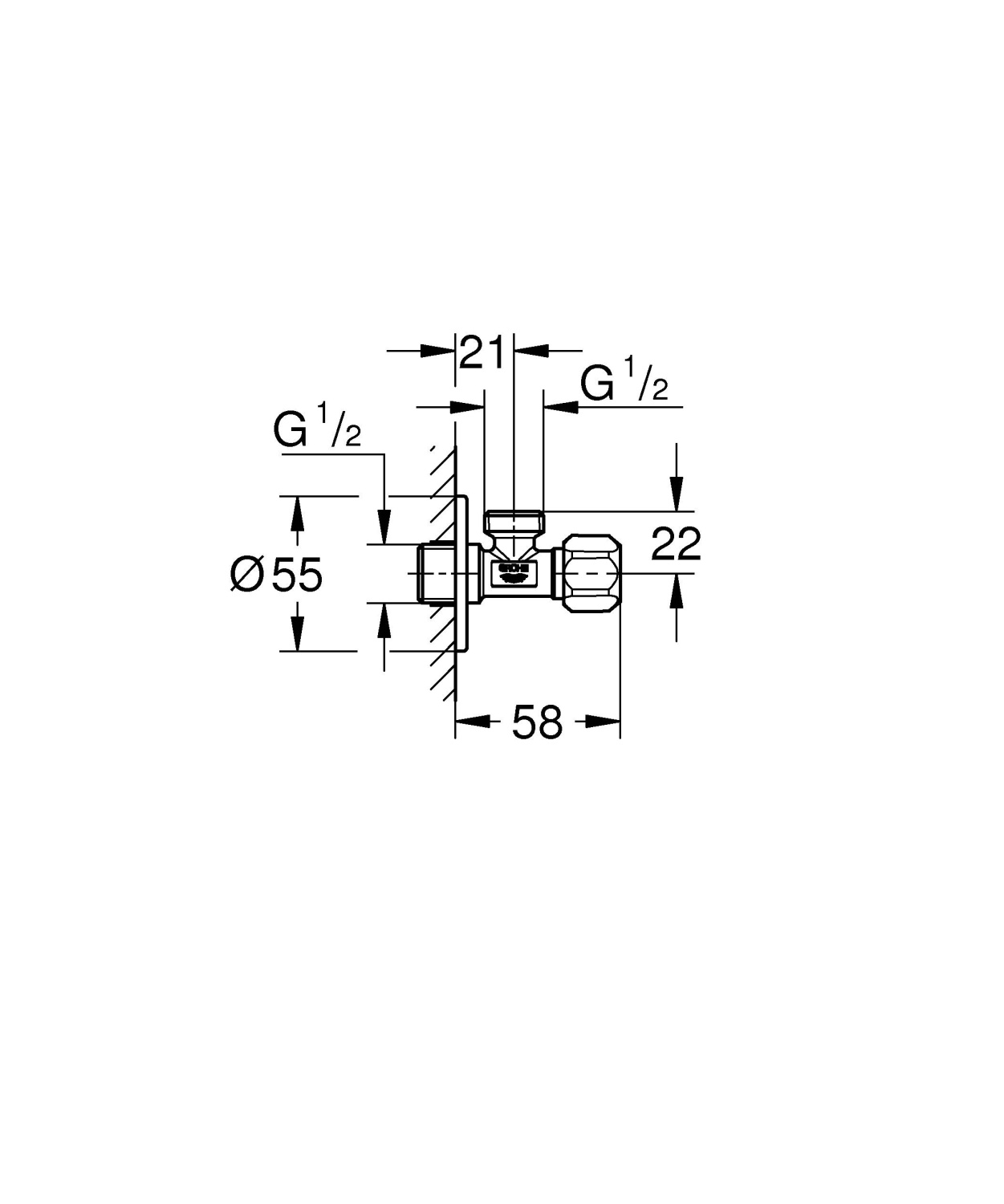 Grohe Запорный вентиль с металлической розеткой, цвет: хром 22032000