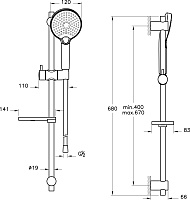 VitrA Bliss Душевой гарнитур, 24,2х6,6хh68 см, цвет: хром A45743EXP
