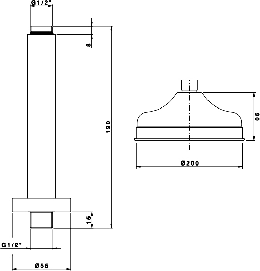 Nicolazzi Doccia Верхний душ, 20х20хh28 см, цвет: бронза 5732BZ20