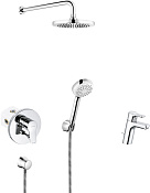 Kludi Pure&Easy Душевой комплект: встраиваемый смес., излив 12см с д/к,верхний и руч. душ, цвет:хром 376300565