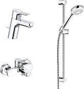 Kludi Pure&Easy Душевой комплект: 2 смесителя, штанга 62 см, излив, ручной душ, цвет: хром 376850565