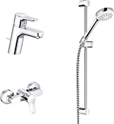 Kludi Pure&Easy Душевой комплект: 2 смесителя, штанга 62 см, излив, ручной душ, цвет: хром 378450565