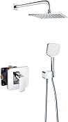 Kludi Pure&Style Душевой комплект: встраиваемый смеситель, без излива, верхий и руч. душ, цвет: хром 406300575