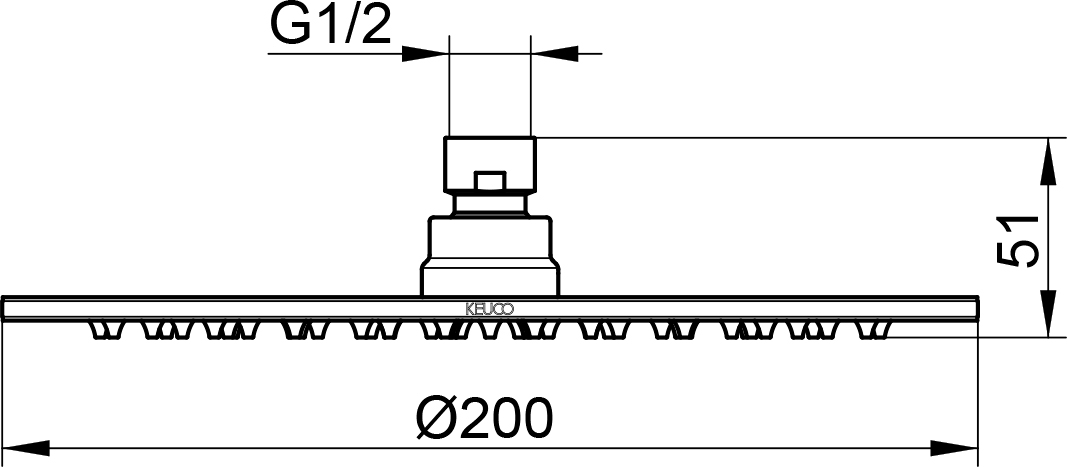 Keuco Верхний душ, 20х20х5,1h см, латунь, цвет: хром 59986 010101
