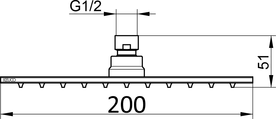 Keuco Верхний душ, 20х20х5,1h см, латунь, цвет: хром 59986 010102