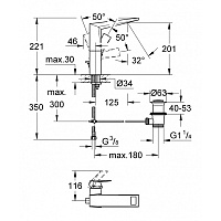 Grohe Allure Brilliant Смеситель для раковины, цвет: темный графит, матовый 23109AL0