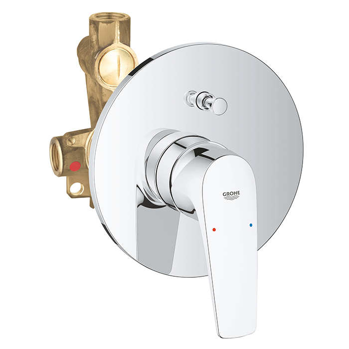 Grohe BauFlow Смеситель для ванны с душем и внутренней частью, цвет: хром 29113000