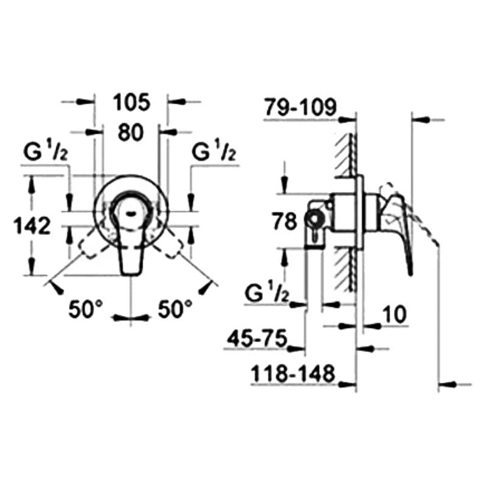Grohe BauFlow Смеситель для душа, с внутренней частью, цвет: хром 29112000