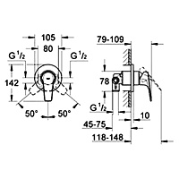 Grohe BauFlow Смеситель для душа, с внутренней частью, цвет: хром 29112000