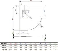 Radaway Kyntos A Душевой поддон из акрила, 100х100х3h см под решетку, цвет: белый глянцевый HKA100100-04