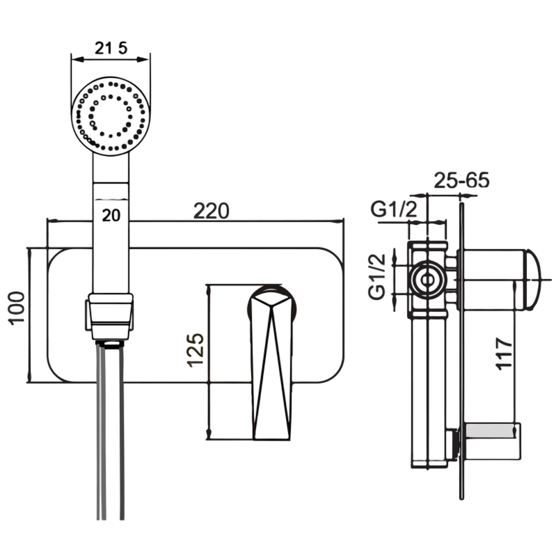Boheme Venturo Гигиенический душ со смесителем и встраиваемой частью, цвет: gold 387