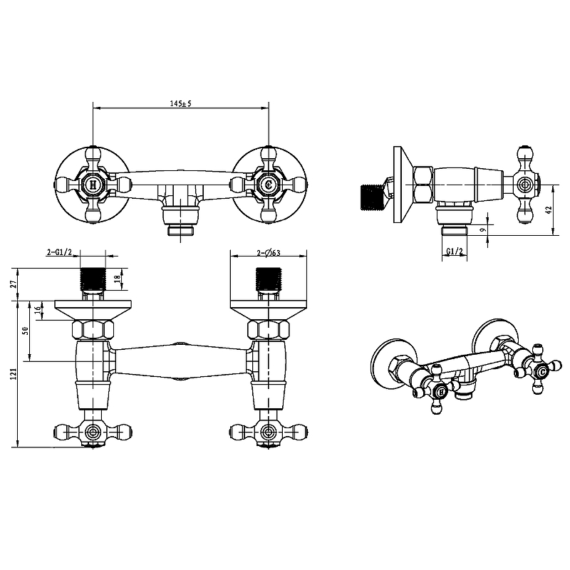 Boheme Camelia Смеситель для душа без излива и душевого набора, цвет: gold 294-Camelia