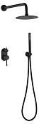 Boheme Uno Душевой комплект встраиваемый - смеситель, верхний, ручной душ, шланг, цвет: black 464-B