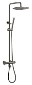 Boheme Uno Душевая стойка: термостат, ручной душ, шланг, верхний душ 30 см, цвет: gun metall 468-T-GM