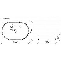 Ceramicanova Element Раковина чаша 60х40 см, без перелива, цвет: белый глянцевый CN6035