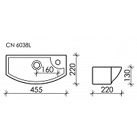 Ceramicanova Element Раковина подвесная 45,5х22 см, без перелива, отв. справа, цвет: белый глянц. CN6038L