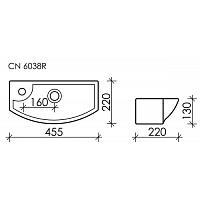 Ceramicanova Element Раковина подвесная 45,5х22 см, с переливом, смес. слева, цвет: белый глянц. CN6038R