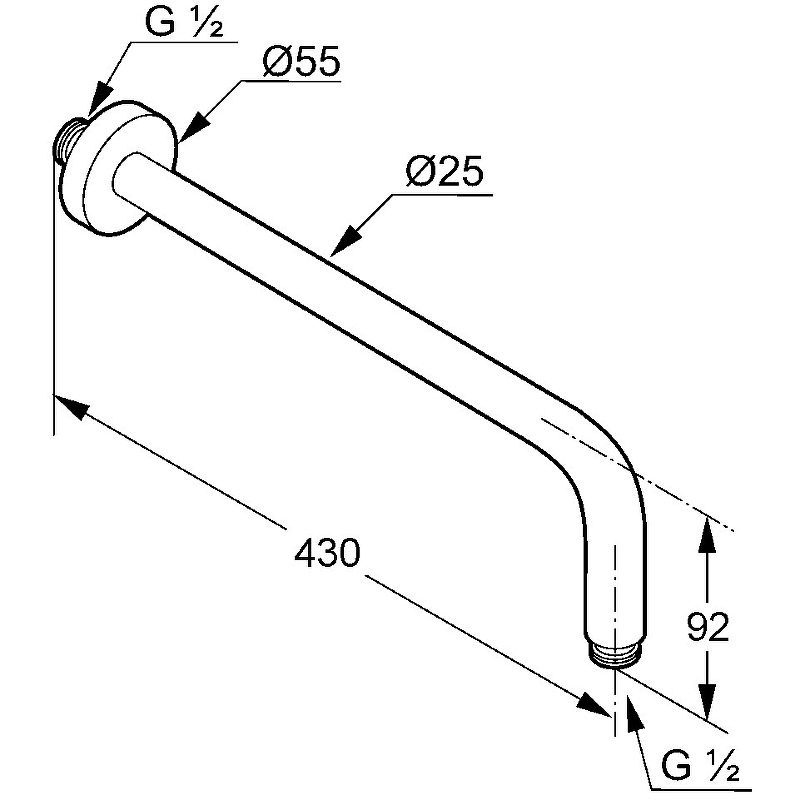 Kludi A-QA Кронштейн для душа DN 15 настенный 40 см, цвет: черный матовый 6651439-00