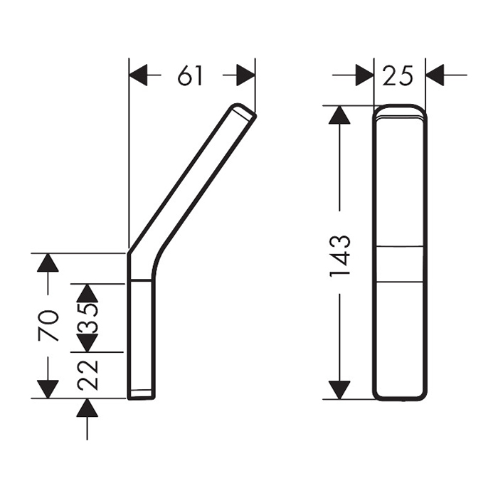 Axor Universal Крючок одинарный подвесной, латунь, цвет: шлифованный черный хром 42801340