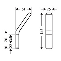 Axor Universal Крючок одинарный подвесной, латунь, цвет: шлифованный черный хром 42801340