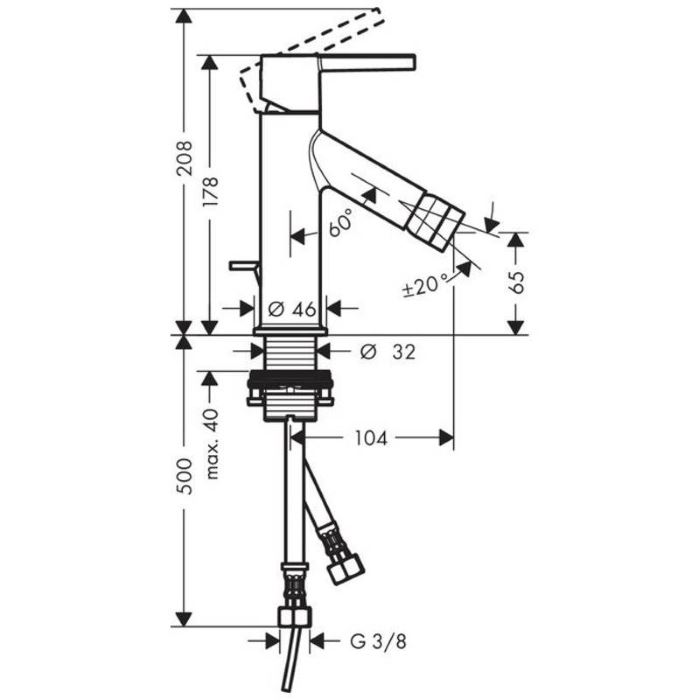 Axor Starck Смеситель для биде, однорычажный, с донным клапаном, цвет: хром 10214000