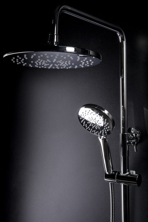 Boheme Spectre Душевая стойка: смеситель, ручной душ 5 видов струи, верхний душ 25 см, цвет: gold 458-G