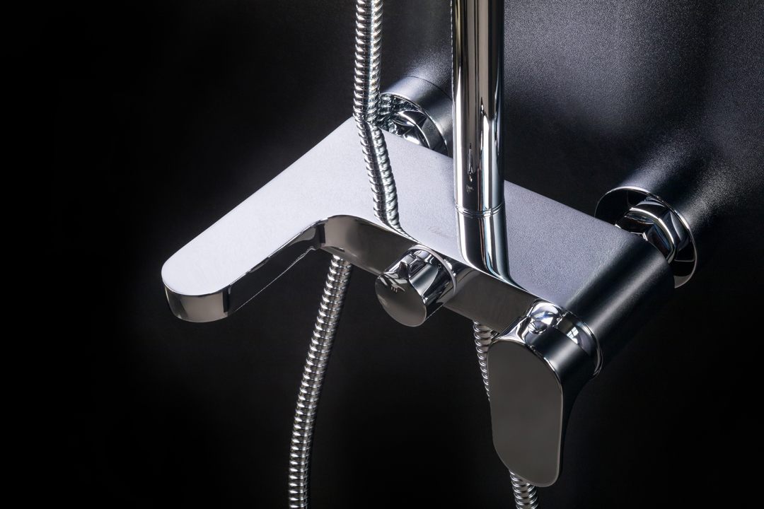 Boheme Spectre Душевая стойка: смеситель, ручной душ 5 видов струи, верхний душ 25 см, цвет: gold 458-G