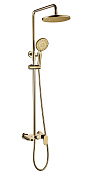 Boheme Spectre Душевая стойка: смеситель, ручной душ 5 видов струи, верхний душ 25 см, цвет: gold 458-G