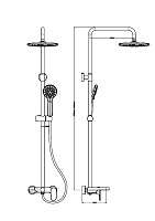 Boheme Spectre Душевая стойка: смеситель, ручной душ 5 видов струи, верхний душ 25 см, цвет: gold 458-G