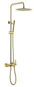 Boheme Uno Душевая стойка: смеситель с изливом, ручной душ, шланг, верхний душ 30 см, matt gold 468-MG