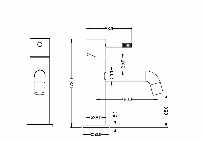 Boheme Uno Смеситель для раковины без донного клапана, длина излива 12 см, цвет: gold 461-G