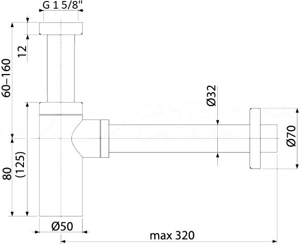 Boheme Сифон для раковины латунный, цвет: black 609-B