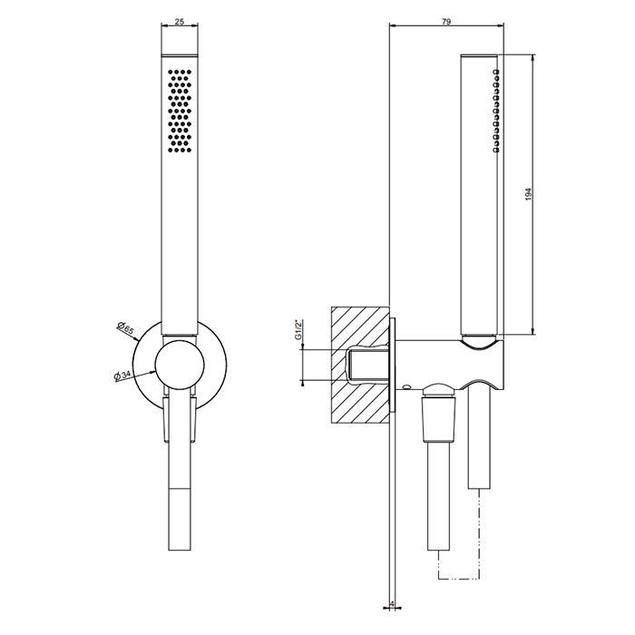 Gessi 316 Bath-Shower Душевой гарнитур: ручной душ, шланг 150 см, цвет: copper brushed PVD 54023#708
