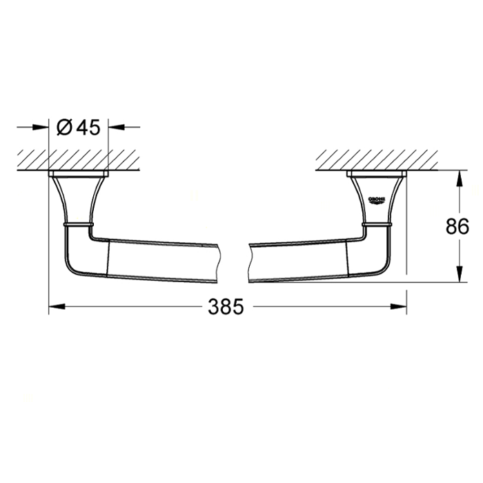 Grohe Grandera Держатель полотенца 38,5 см, цвет: хром/золото 40633IG0