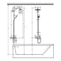Hansgrohe Croma E Душевая стойка: термостат, излив, верхний душ 28x17 см, ручной душ, цвет: хром 27687000