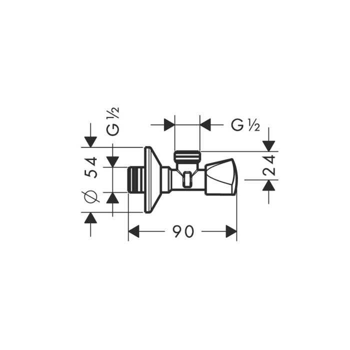 Hansgrohe Угловой вентиль E, 1/2, цвет: хром 13903000