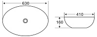 Belbagno Раковина керамическая накладная, овальная 630x410x160 мм, цвет: белый BB1104
