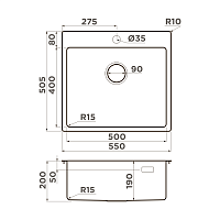 Omoikiri Amadare 55-IN Кухонная мойка нерж. сталь 55x50 см, цвет: нержавеющая сталь 4993718