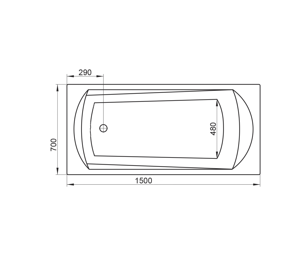 Ravak Domino Ванна акриловая встраиваемая 150x70 см, без ножек, цвет: белый C641000000