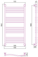 Сунержа Флюид+ Полотенцесушитель водяной 50x100h, цвет: матовый черный 31-0222-1050