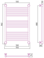 Сунержа Богема+ Полотенцесушитель водяной 50x80h, цвет: матовая шампань 022-0220-8050