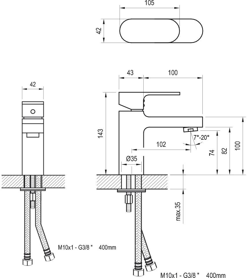 Ravak Chrome Смеситель для раковины, без донного клапана, длина излива 10,2 см, цвет: хром X070041