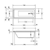 Duravit Starck Ванна прямоугольная 170x75 см, встраиваемая, акрил, цвет: белый 700335000000000