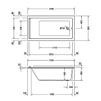 Duravit Starck Ванна прямоугольная 170x90 см, встраиваемая, акрил, цвет: белый 700337000000000