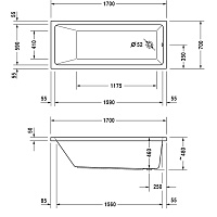 Duravit Vero Air Ванна акриловая 170x70 см, встраиваемая, цвет: белый 700411000000000