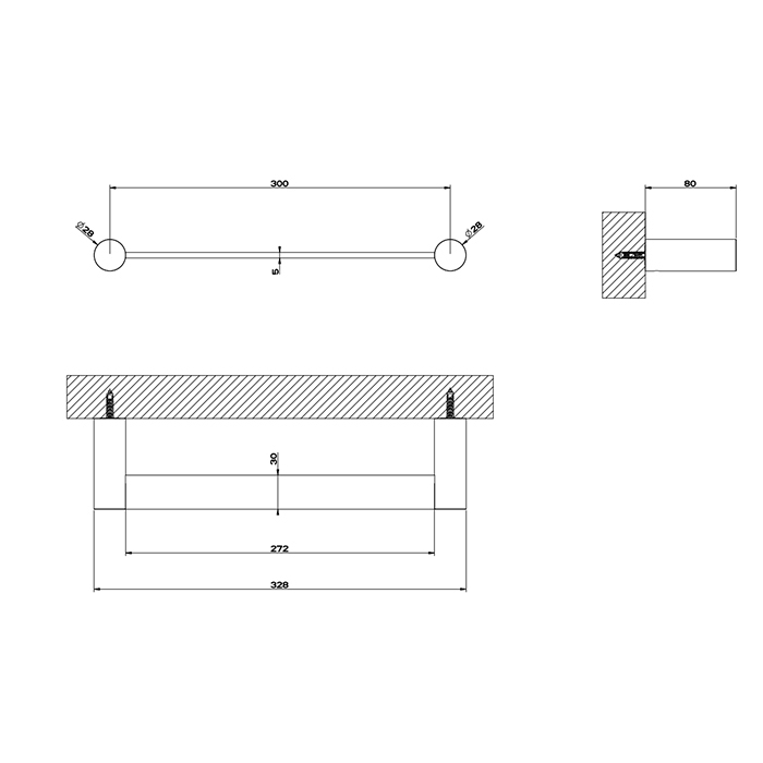 Gessi 316 Accessories Полотенцедержатель 30 см, подвесной, цвет: matte black 54797#299