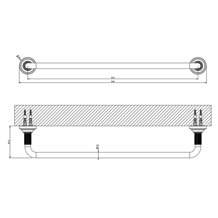 Gessi Venti20 Полотенцедержатель 45 см, подвесной, цвет: matte black 65500#299