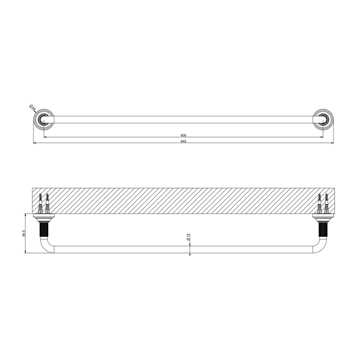 Gessi Venti20 Полотенцедержатель 60 см, подвесной, цвет: matte black 65503#299