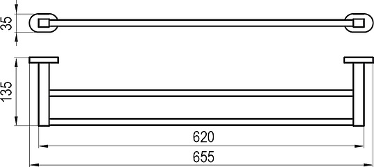 Ravak Chrome CR 320.00 Полотенцедержатель двойной 65,5 см, подвесной, цвет: хром X07P193