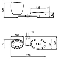 Webert Aria Мыльница и стакан, керамическая чаша, подвесная, цвет: хром AI501101015